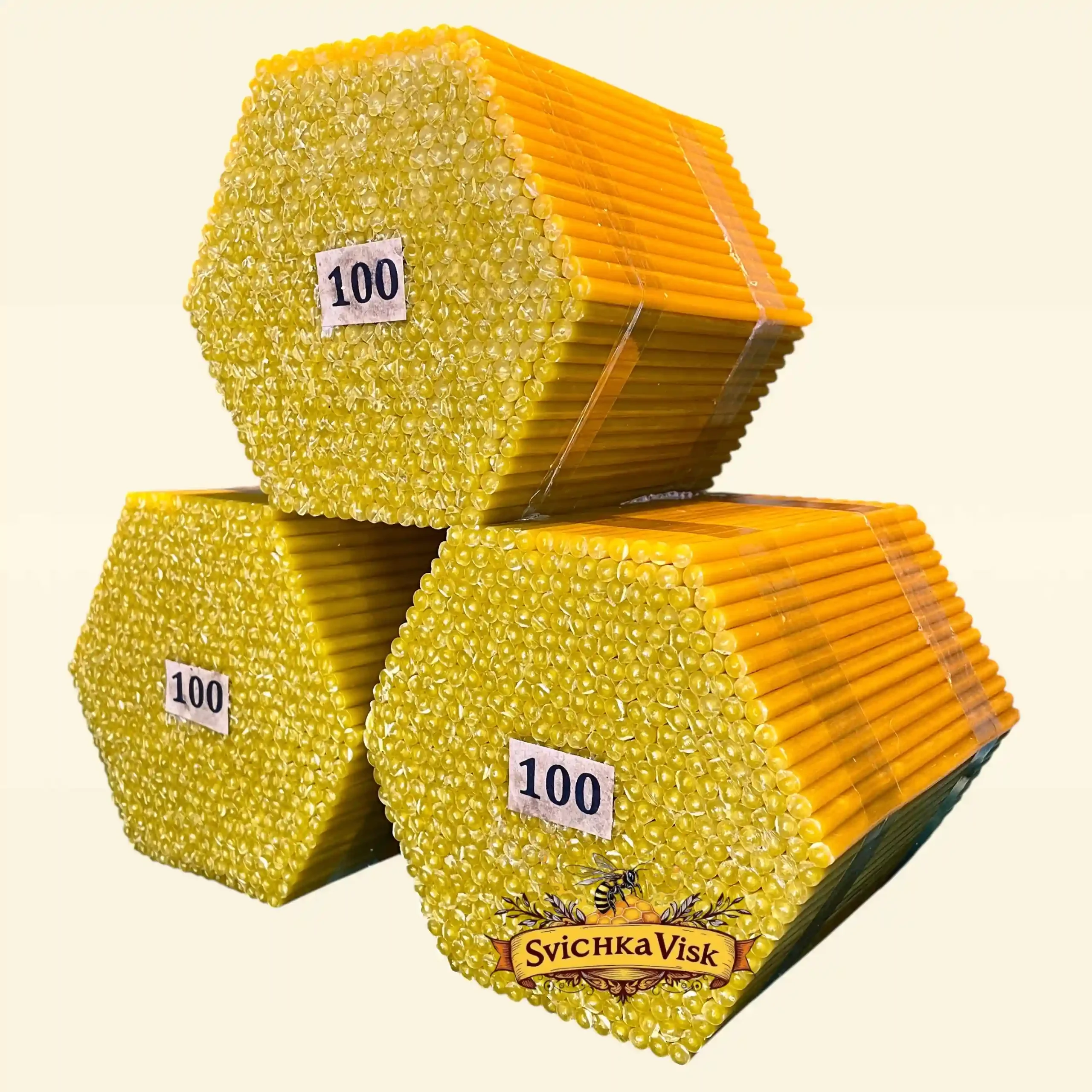 Церковні свічки №100 (500 шт) — воскові, 20 см, з медовим ароматом та чистим горінням