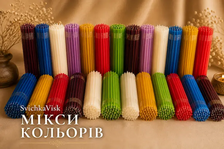 Мікс кольорових воскових свічок